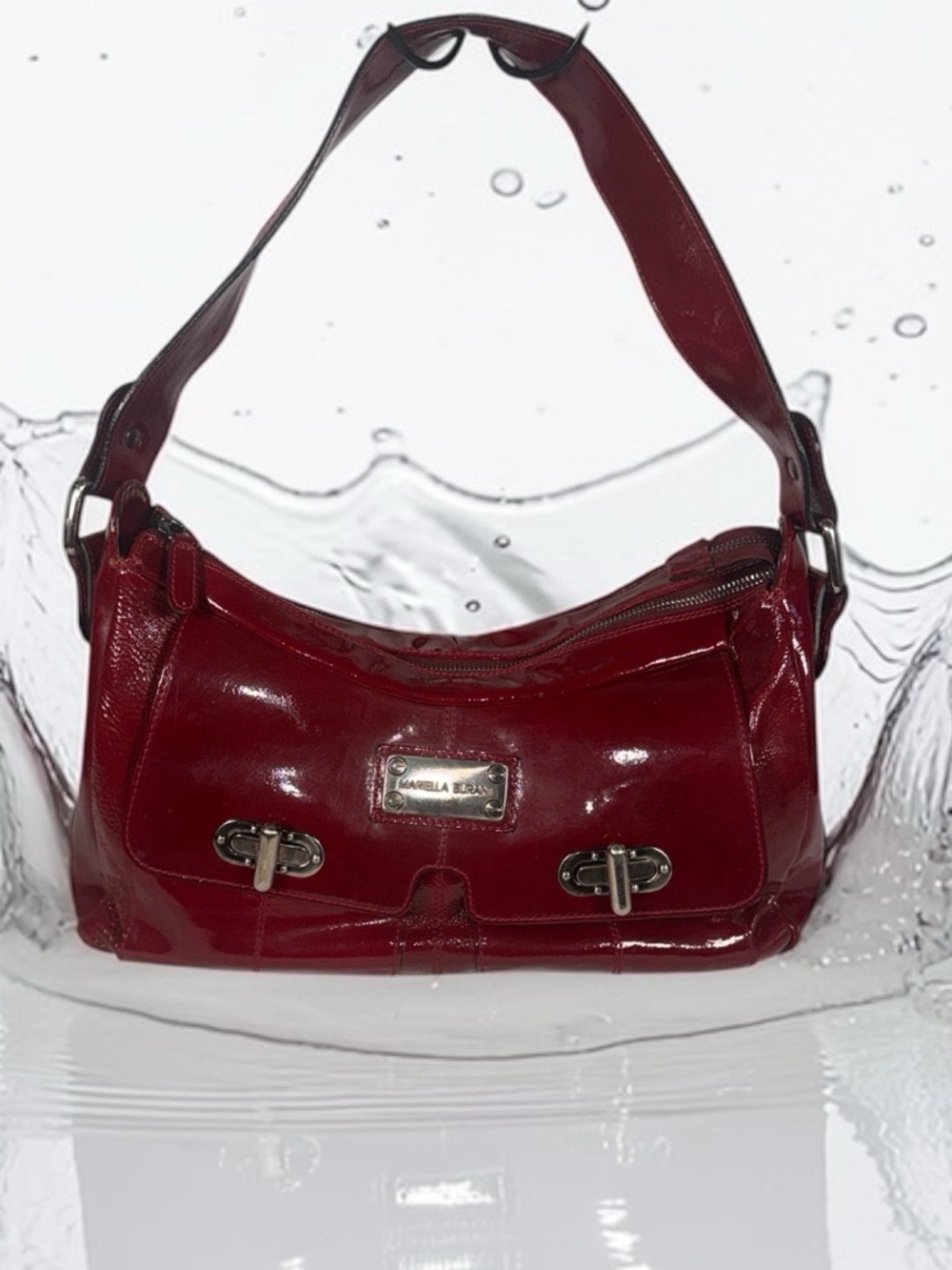 Marella Burani Vintage Burgundy Patent Shoulder Bag